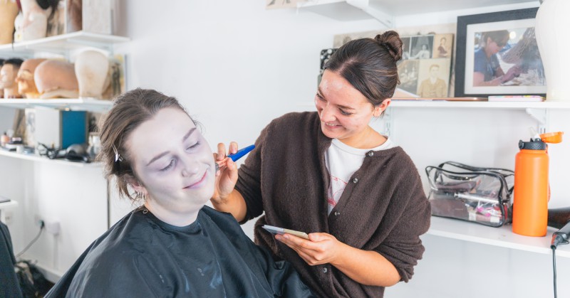 Student makeup artist gaining real industry experience